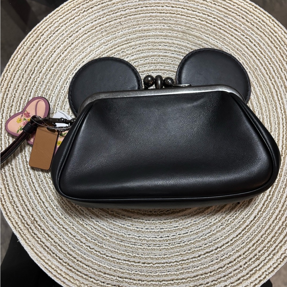 Coach x Disney Black Leather Minnie Mouse Clutch